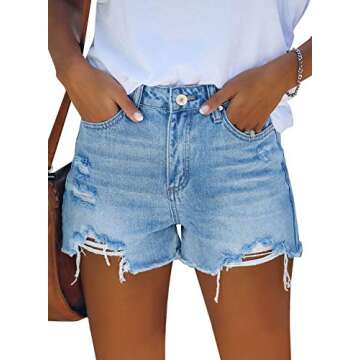 Shop GRAPENT Women's High Waisted Ripped Denim Shorts