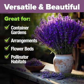 HOME GROWN Premium English Lavender Seeds 2 Pack, 3000 Non-GMO Herb Seeds, USA-Sourced Wildflower Seed for Planting Indoor/Outdoor, High Germination, Plant Flower Seeds (Lavandula antustifolia)