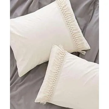 Flber Boho Bedding Cotton Tossel Duvet Cover for Cozy Comfort