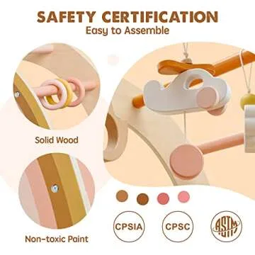 Tiny Land Wooden Baby Play Gym for Infants 0-5 Months