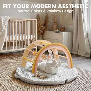 Tiny Land Wooden Baby Play Gym for Infants 0-5 Months