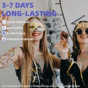 OPHIR Airbrush Body Paint, 12x Airbrush Tattoo Ink Pigment Set for Airbrushing Temporary Tattoo Airbrush Body Tattoo Colors 1.06oz/Bottle