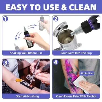 OPHIR Airbrush Body Paint, 12x Airbrush Tattoo Ink Pigment Set for Airbrushing Temporary Tattoo Airbrush Body Tattoo Colors 1.06oz/Bottle