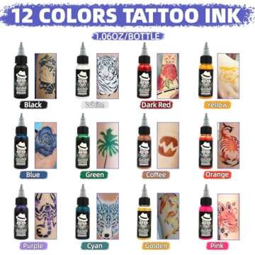 OPHIR Airbrush Body Paint, 12x Airbrush Tattoo Ink Pigment Set for Airbrushing Temporary Tattoo Airbrush Body Tattoo Colors 1.06oz/Bottle