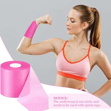 30 Yards Pre-wrap Athletic Tape Foam Underwrap Tape Foam Underwrap Bandage for Wrists Elbows Knees Ankles Hair Sports, 2.76 Inches(Pink)
