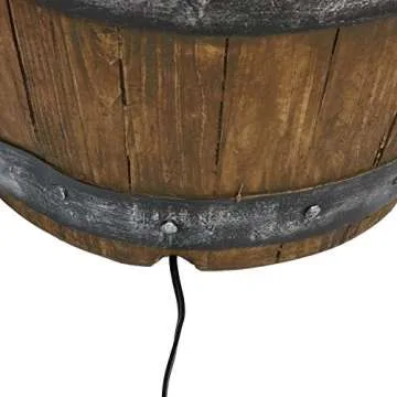 Sunnydaze 25-Inch Outdoor Barrel Fountain with LED Lighting