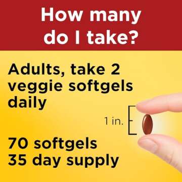Nature Made Algae 540 mg Omega 3 Supplement, Alternative to Omega 3 Fish Oil Supplements, 70 Veggie Softgels, Sustainable, Plant-Based, for Healthy Heart, Brain, and Eye Support