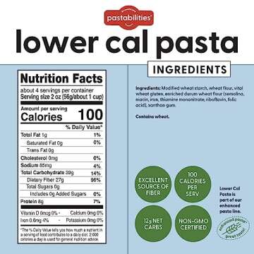 Pastabilities Ruffles Pasta Variety Pack - Low Calorie, High Fiber & High Protein Pasta - (2 Packs Each), Plant Based, Non GMO Certified with 22g Protein and 20g Net Carbs (6 Pack, 8 Oz)