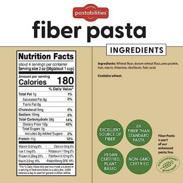 Pastabilities Ruffles Pasta Variety Pack - Low Calorie, High Fiber & High Protein Pasta - (2 Packs Each), Plant Based, Non GMO Certified with 22g Protein and 20g Net Carbs (6 Pack, 8 Oz)