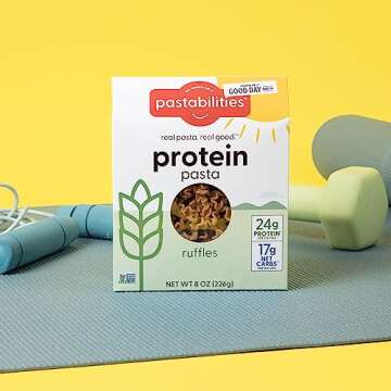 Pastabilities Ruffles Pasta Variety Pack - Low Calorie, High Fiber & High Protein Pasta - (2 Packs Each), Plant Based, Non GMO Certified with 22g Protein and 20g Net Carbs (6 Pack, 8 Oz)