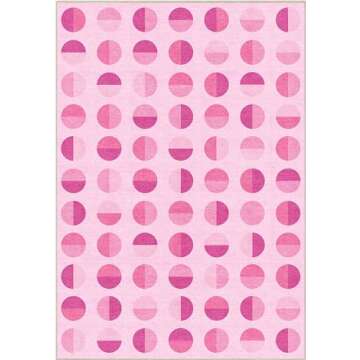 Well Woven Apollo Washable 5' x 7' Area Rug - Hot Pink Modern Circles - for Living Room, Bedroom and Kitchen