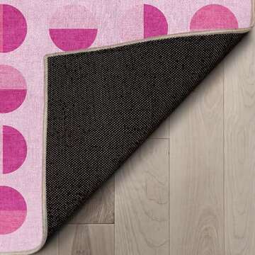 Well Woven Apollo Washable 5' x 7' Area Rug - Hot Pink Modern Circles - for Living Room, Bedroom and Kitchen