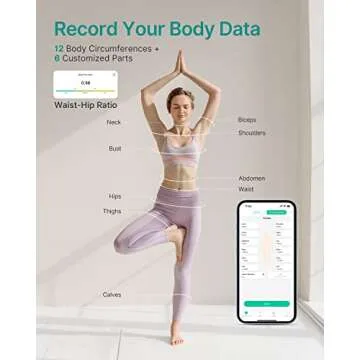 FITINDEX Smart Scale and Tape Measure, Digital Bathroom Scale & Body Tape Measure Sync with APP, Bluetooth Weighing Machine, Body Composition Analyzer, for Health Care