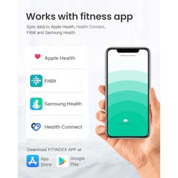 FITINDEX Smart Scale and Tape Measure, Digital Bathroom Scale & Body Tape Measure Sync with APP, Bluetooth Weighing Machine, Body Composition Analyzer, for Health Care