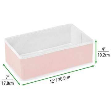mDesign Set of 6 Storage Boxes for Bedroom Organization