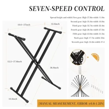 Senfot 88 Key Foldable Piano Keyboard, Full Size Electronic Piano With Power Adapter, Headphones and Carrying Bag, Designed for Both Novices and Experienced Players, Black with Stand