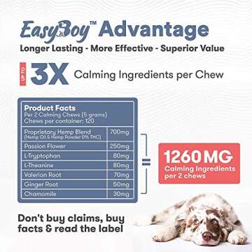 Dog Calming Treats for Dogs with Anxiety - Dog Anxiety Relief calming chews for dogs 120 Ct - Calmin...