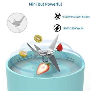 Portable Smoothie Blender - NTONPOWER Personal Blender Juicer Cup with USB Rechargeable, 450ML Single Serve Fruit Mixer with Stainless Steel 6-Blade, Multifunctional Small Travel Blender with 4000mAh High Capacity Batteries