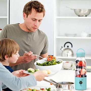 Portable Smoothie Blender - NTONPOWER Personal Blender Juicer Cup with USB Rechargeable, 450ML Single Serve Fruit Mixer with Stainless Steel 6-Blade, Multifunctional Small Travel Blender with 4000mAh High Capacity Batteries