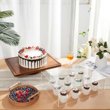 Stylish Acacia Wood Cake Stand with Lid - Versatile Serving Platter