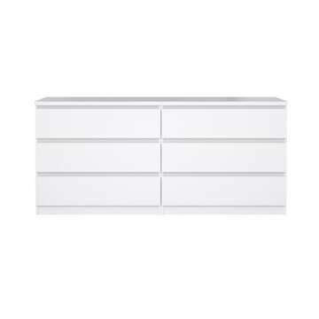 Tvilum 6 Drawer Double Dresser, White High Gloss