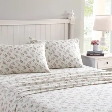 Laura Ashley Home - King Sheets, Cotton Flannel Bedding Set, Brushed for Extra Softness & Comfort (Audrey, King)