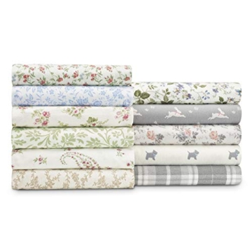 Laura Ashley Home - King Sheets, Cotton Flannel Bedding Set, Brushed for Extra Softness & Comfort (Audrey, King)