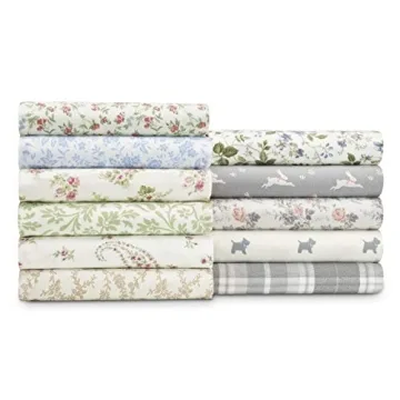 Laura Ashley Home - King Sheets, Cotton Flannel Bedding Set, Brushed for Extra Softness & Comfort (Audrey, King)