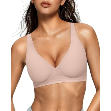 OEAK Women's Deep V Bra - Comfortable Wireless Supportive Bralette for Low-Cut Tops