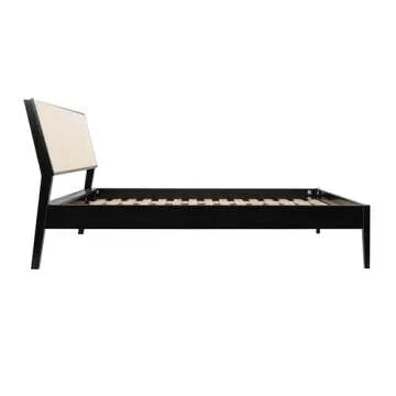 Creative Co-Op Crawford Modern Solid Wood Cane Bed in Black