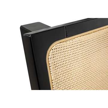 Creative Co-Op Crawford Modern Solid Wood Cane Bed in Black