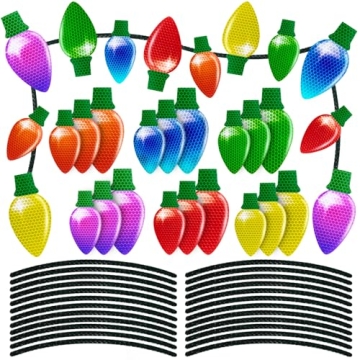 90PCS Christmas Car Refrigerator Decorations - 42 Reflective Bulb Light Shaped Magnets 48 Magnetic W...