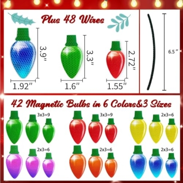 90PCS Christmas Light Bulb Magnet Set for Festive Decor
