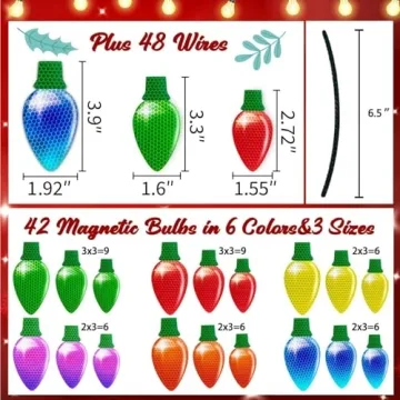 90PCS Christmas Light Bulb Magnet Set for Festive Decor