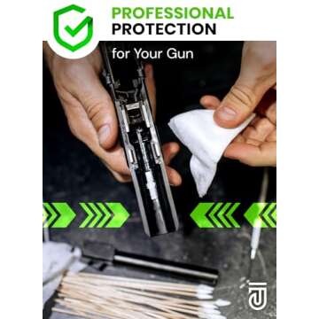 900pc Gun Cleaning Supplies Case - 300pcs Gun Cleaning Patches and 600pcs Gun Cleaning Swabs - 6-inch Gun Swabs Lint Free, 3x3 Inch Highly Absorbent Gun Patches - Gun Cleaning Kit Supplies