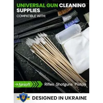 900pc Gun Cleaning Supplies Case - 300pcs Gun Cleaning Patches and 600pcs Gun Cleaning Swabs - 6-inch Gun Swabs Lint Free, 3x3 Inch Highly Absorbent Gun Patches - Gun Cleaning Kit Supplies