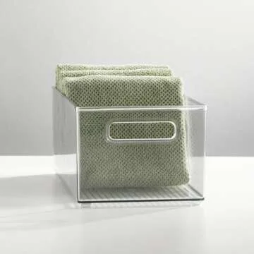 mDesign Deep Plastic Storage Organizer Container Bin, Bath and Shower Organization for Cabinet, Cupboard, Shelves, Counter, or Closet - Holds Shampoo, Vitamins, Ligne Collection, 2 Pack, Clear