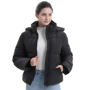 Warm PUFFIT Women's Cropped Puffer Jacket with Hood
