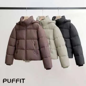 Warm PUFFIT Women's Cropped Puffer Jacket with Hood