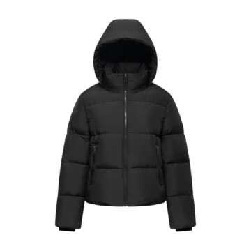 Warm PUFFIT Women's Cropped Puffer Jacket with Hood