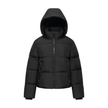 Warm PUFFIT Women's Cropped Puffer Jacket with Hood