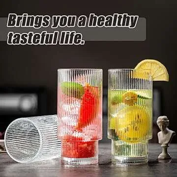 wookgreat Elegant Ribbed Glasses, 16oz Original Design