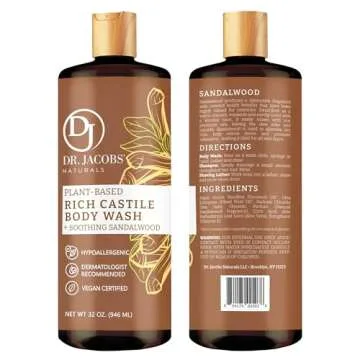 DR. JACOBS NATURALS Castile Sandalwood All-Natural Body Wash for Moisturizing Dry and Sensitive Skin...