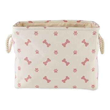Bone Dry Pet Storage Collection Paw and Bone Print, Small Rectangle, Rose