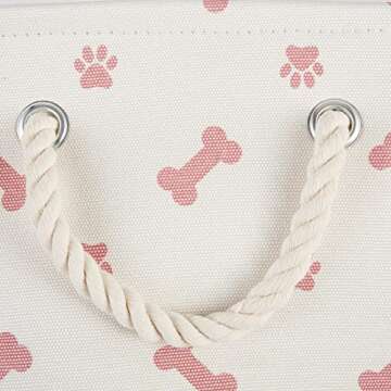 Bone Dry Pet Storage Collection Paw and Bone Print, Small Rectangle, Rose