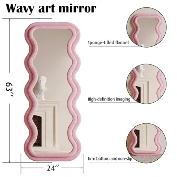 BOJOY Full Length Mirror 63x24 Unique Wavy Design
