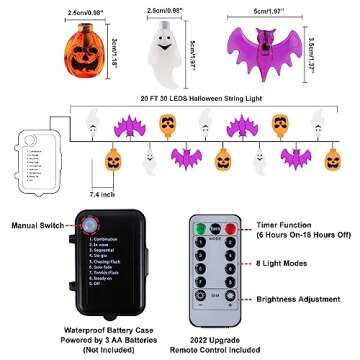 Mosoan 20 Feet Halloween String Lights with Timer