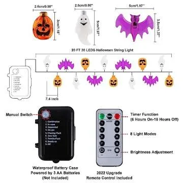 Mosoan 20 Feet Halloween String Lights with Timer