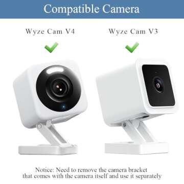 Window Mount Comaptible with Wyze Cam V4/V3/V3 Pro, 2 Pack Security Camera Adhesive Mounting Bracket Glass Wall Holder Screwless Mount, No Damage, Black
