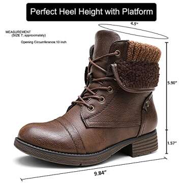 Moda Chics Combat Boots for Women Fall Lace-up Comfortable Fashion Ankle Boots Brown 8 B(M) US